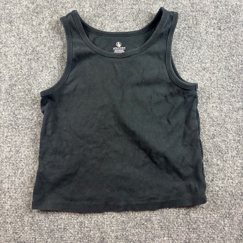 VOLCOM Women’s Black Tank Top White embroidered Logo size: XS - 0/2